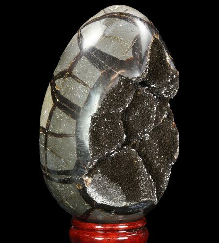 Septarian Dragon Egg Geode - Black Crystals #96728